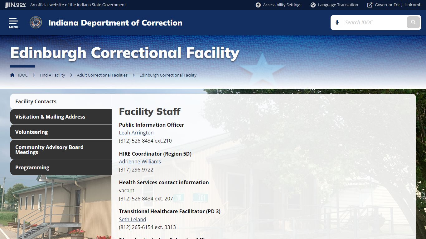 IDOC: Edinburgh Correctional Facility - IN.gov